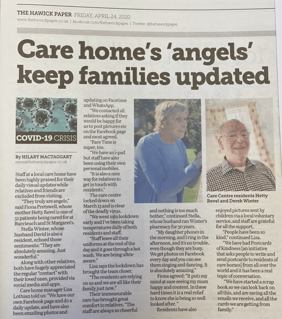 Care Home Angels newspaper