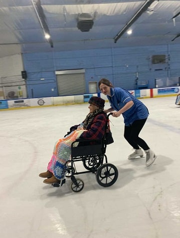 Skating with wheelchair