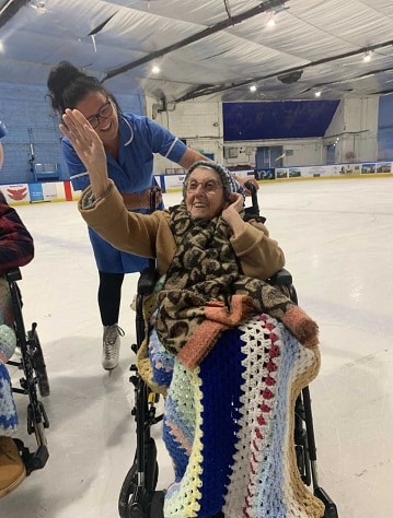Skating with wheelchair